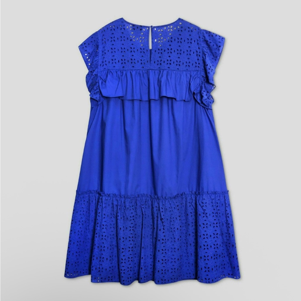 Who What Wear Women's Sleeveless Eyelet Mix Dress Blue